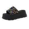 Thick-soled heightening slippers women's summer outer wear 2025 new versatile sequined one-word drag fairy sandals tide