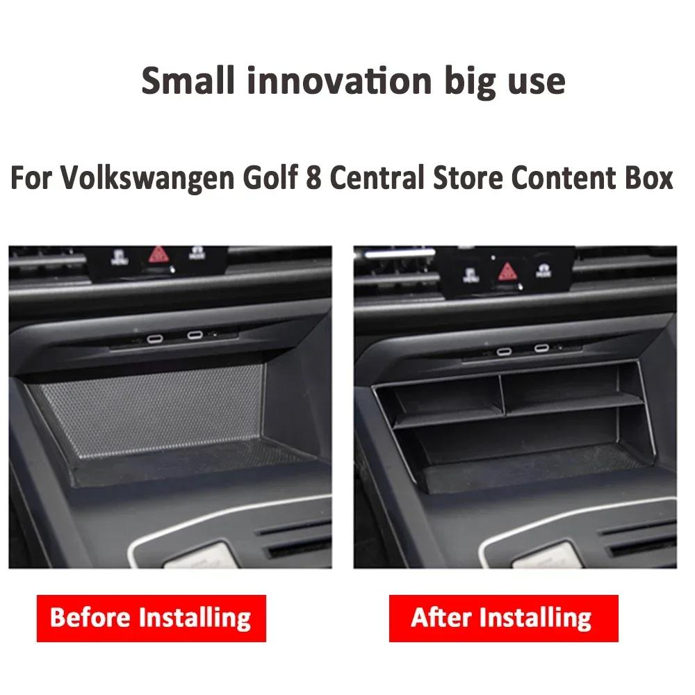 Auto Mittelkonsolen Organizer Box für Volkswagen VW Golf MK8 Golf 8 2020 - 2025 LHD Aufbewahrungsbox Behälter Etui Zubehör