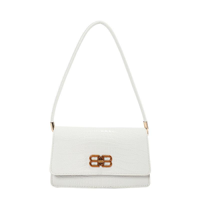 Chic Pu Leather Baguette Bag Versatile Medium-sized Handbag In Multiple Colors белый