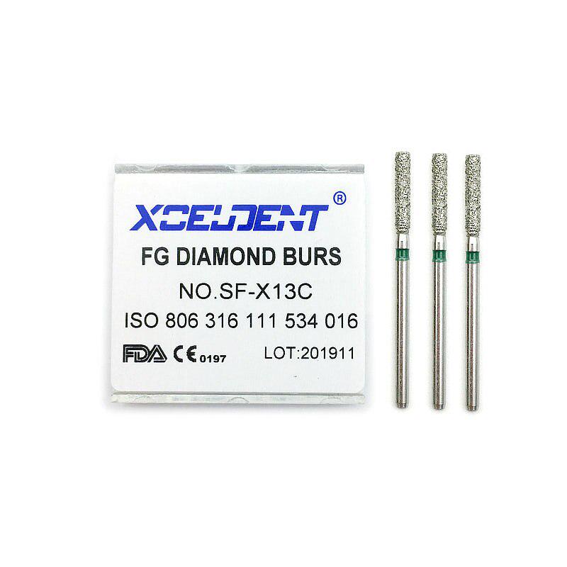 10ks diamantových vrtáků pro zubní vysokorychlostní vrtáky Rovné ploché zakončení typu FG 1,6 mm Produkt na leštění zubů SF-X13C