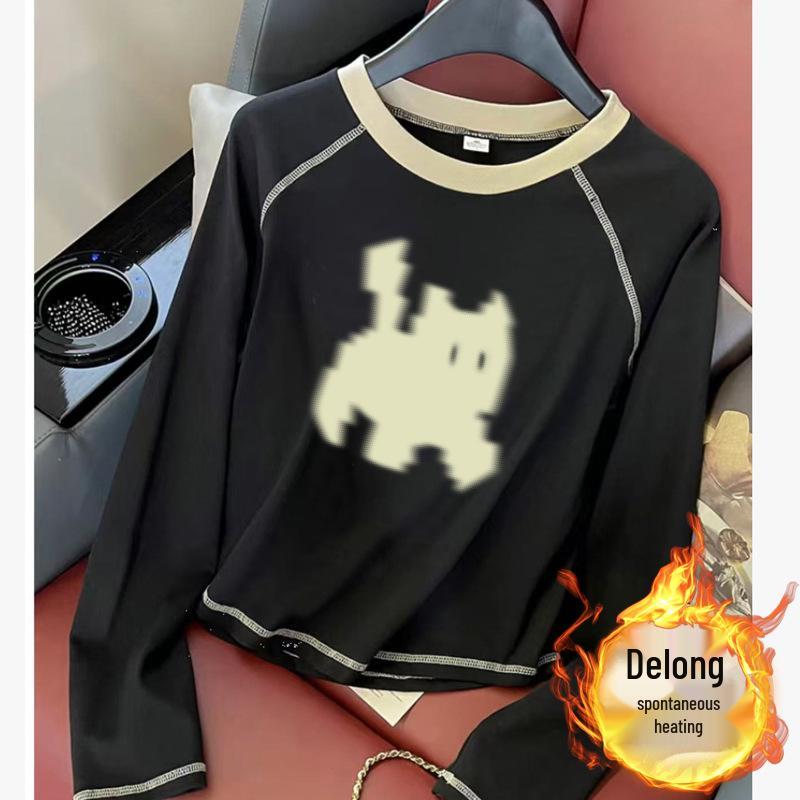 

Женская двухсторонняя футболка из немецкого бархата с длинным рукавом в стиле Инс - Универсальный осенне-зимний топ XXL - for 135-145 lbs