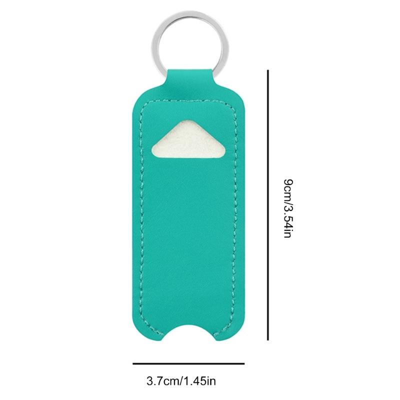 Lipstick Lip Gloss Bag Keychain Holder PU Leather Chapstick Pouch Keyring Portable Lip Balm Packaging Cover Key Chain