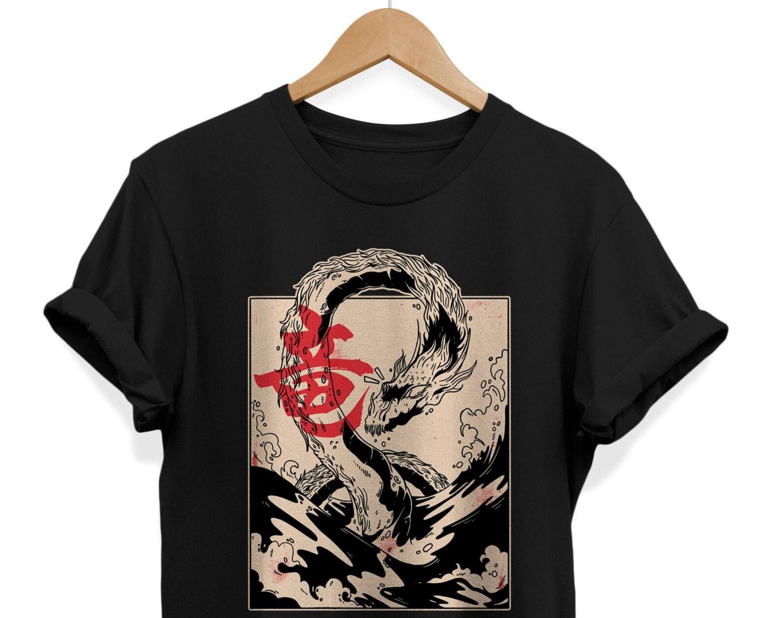 Vintage Dragon T-shirt: Retro Japanese Tattoo Art Graphic Tee L