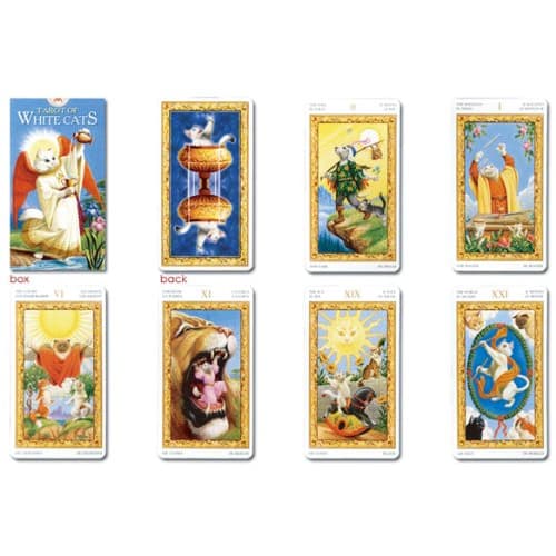 Tarot Cards Fortune Telling 78 White Cats Tarot Cards with Japanese Booklet "Pocket Manual