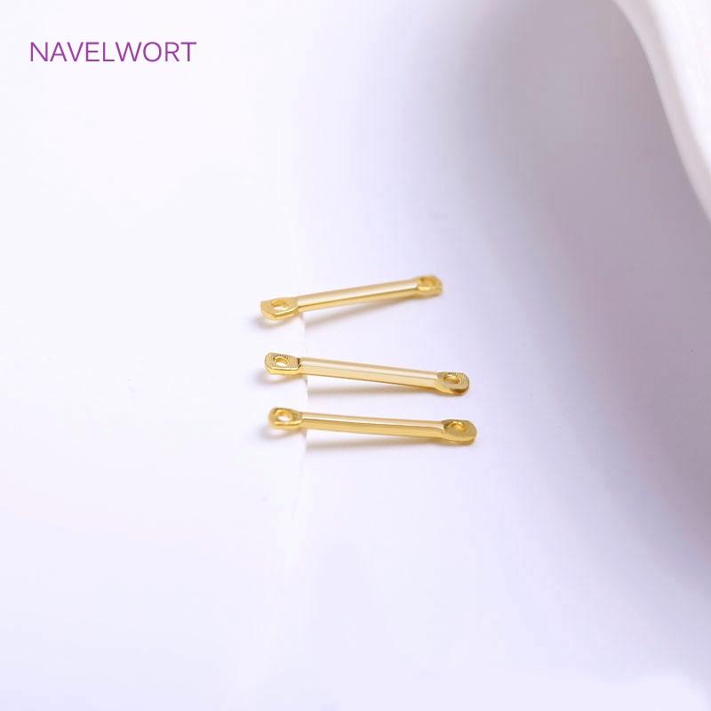 15mm 20mm 25mm 18K Gold Plated Bar Link Component Brass Two Holes Stick Strip Connector DIY Jewelry Making Accessories Wholesale