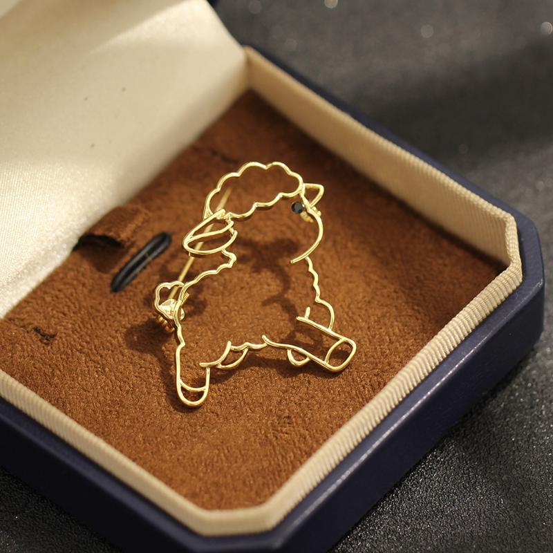 Cute Golden Hollow Sheep Brooch Cartoon Design For Jackets Scarves Bags Daily Wear Accessory