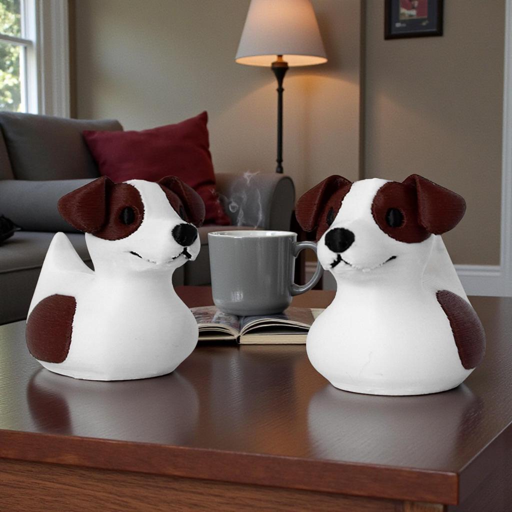 Adorno Creativo de Patito Lindo y Jack Russell Terrier de Simulación Impreso en 3D