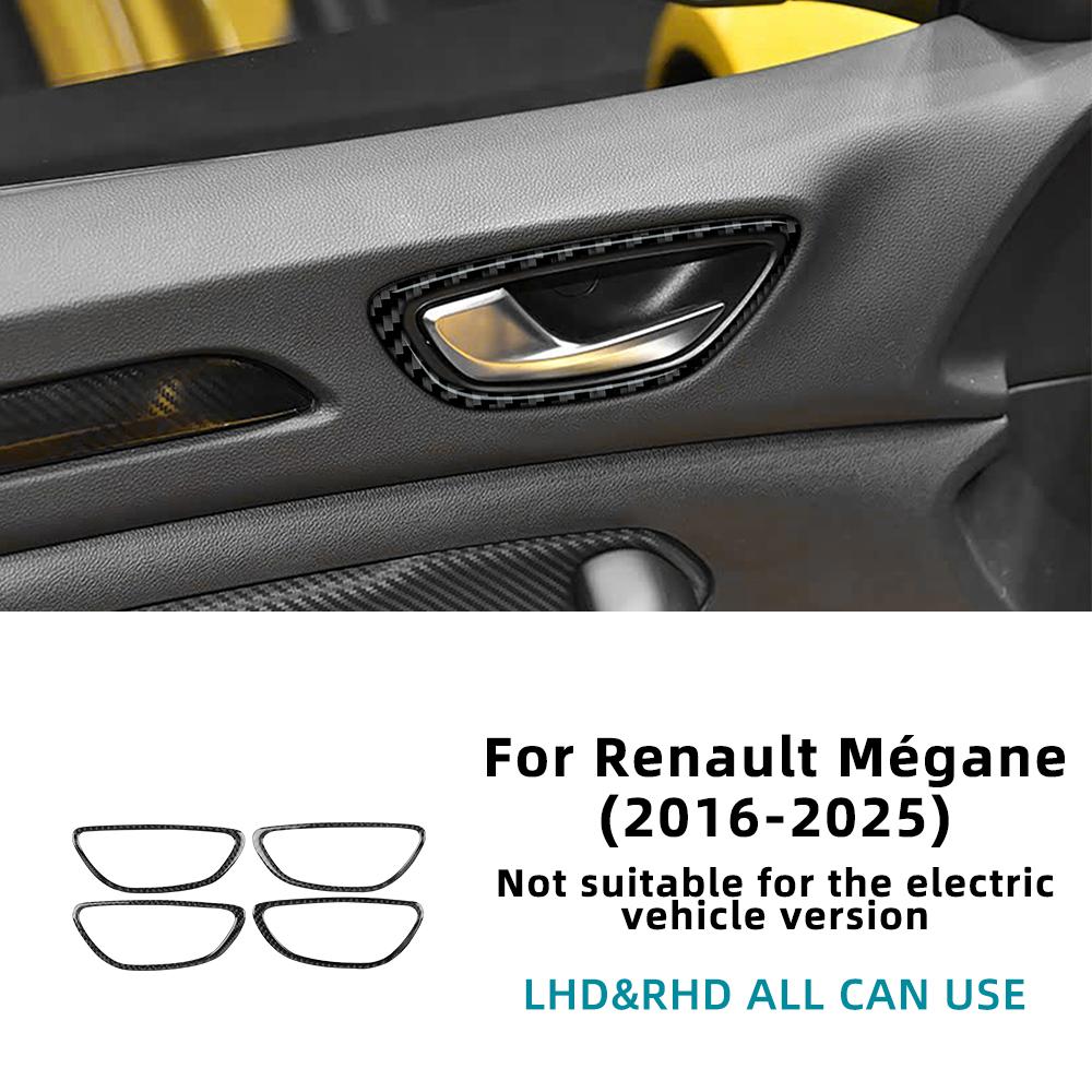 

Для Renault Megane 4 2016 2017 2018 2019 2020 2021 2022 2023 2024 2025 Мягкая наклейка из углеродного волокна Рамка ручки двери салона автомобиля