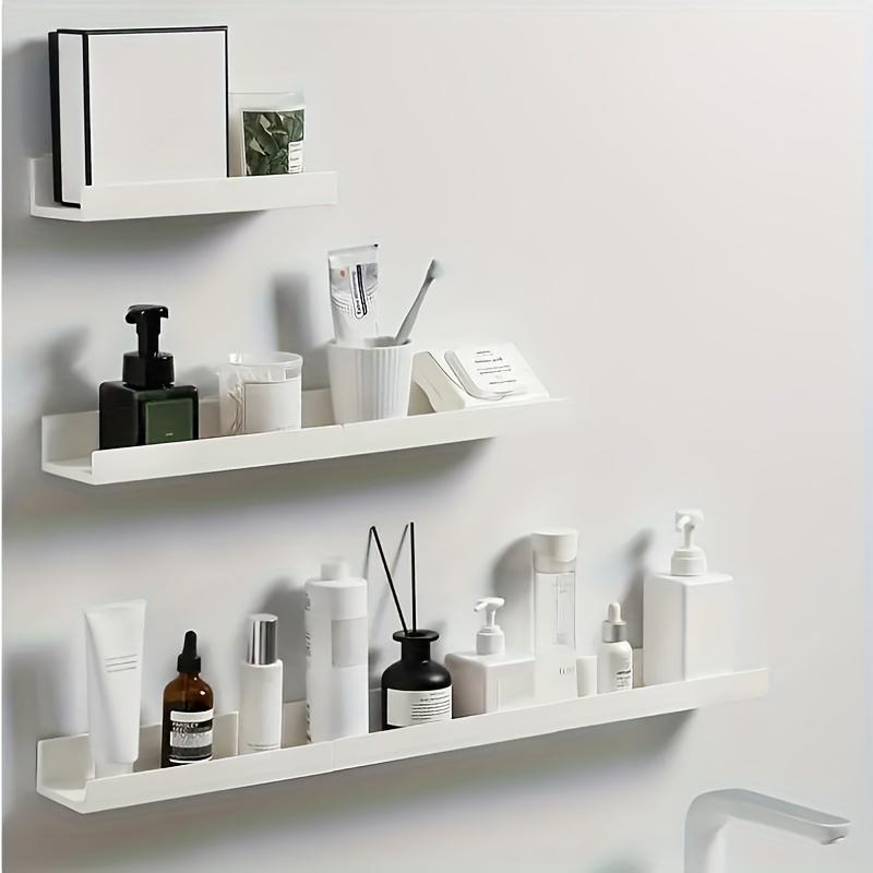 Self-Adhesive No-Drill Wall-Mounted Shelves - Adjustable Storage Rack, Durable Plastic Bathroom & Kitchen Organizer Space-Saving
