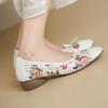 Krazing Pot Cow Skin Round Toe Round Low Heels Summer Shoes Big Size 42 Flowers Skin Women Butterfly-knot Shallow Pumps
