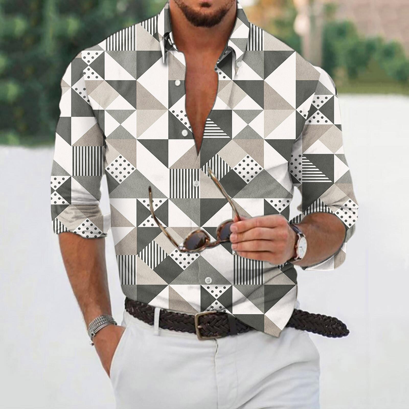 

Дизайнерська весна-літо чоловіча повсякденна 3D гарбузовий друк Гаваї сорочка блузка сорочки з довгим рукавом XXL