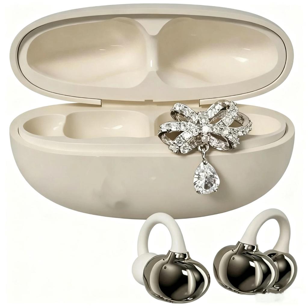 Butterfly Rhinestone Decor Detachable Bluetooth Headset Clip-on Earphone Exquisite Fashion Accessory for Ladies