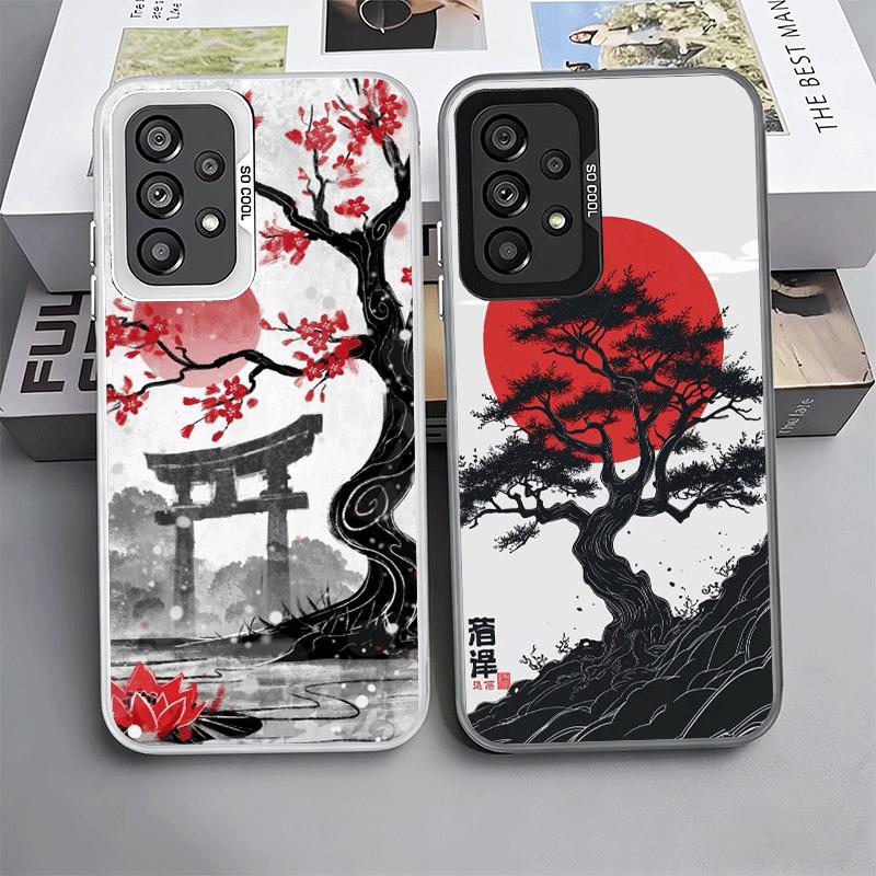 Japanese Minimalist Pine Tree Soft Phone Case for Samsung A17 A16 A15 A14 A13 A57 A56 A55 A54 A53 A37 A36 A35 A34 A33 A26 A25 A2