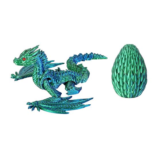 

3D Printed Dragon Egg Figurine Movable Joints Flying Dragon Figure Fidget Toy Dragon Egg with Articulated Dragon Inside Decoration Ornament A
