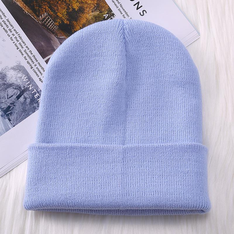 

Классические многоцветные зимние шапки-бини для женщин и мужчин, вязаная однотонная осенняя шапка с капюшоном светло-синий