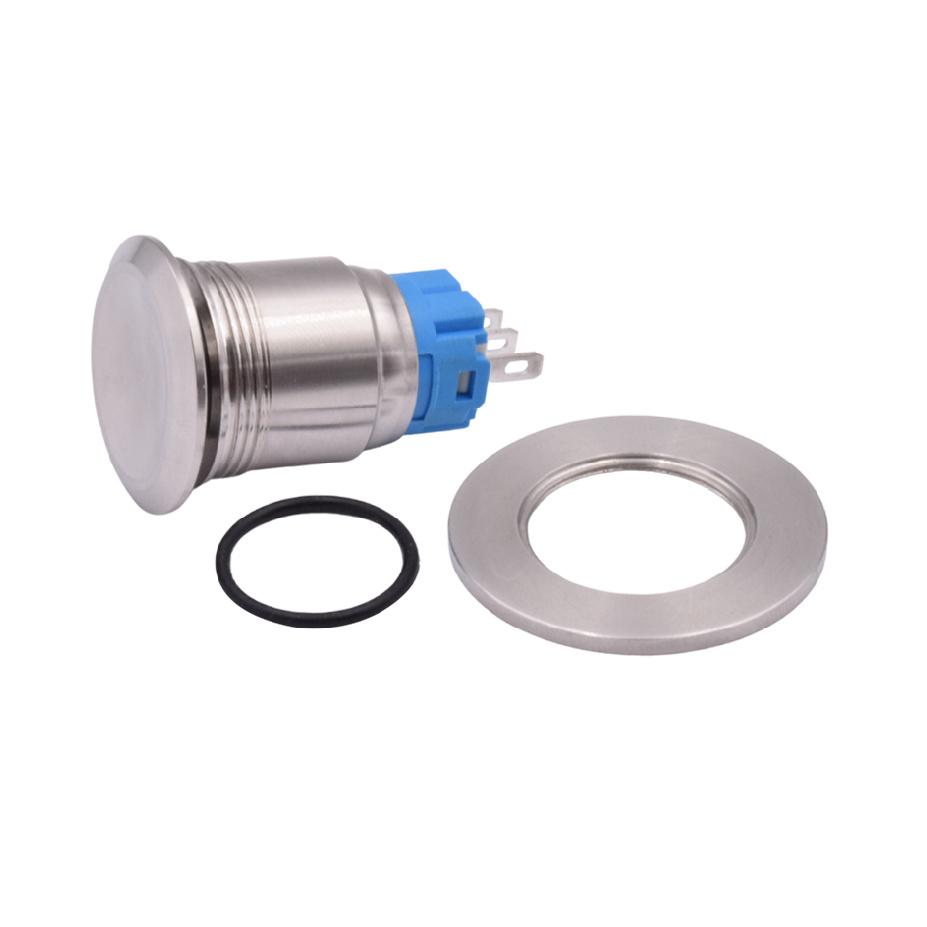 19mm Stainless Steel Latching Momentary Switch 3 Pin Smart Toilet Automatic Flush Push Button Reset Self-locking Kick Switch Pushbutton Switches 3
