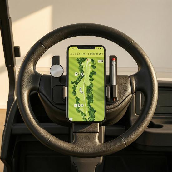 1/2 Stück Golf Cart Lenkrad Handyhalter mit Stiftschlitz und Ballmarker-Aufbewahrung Universal