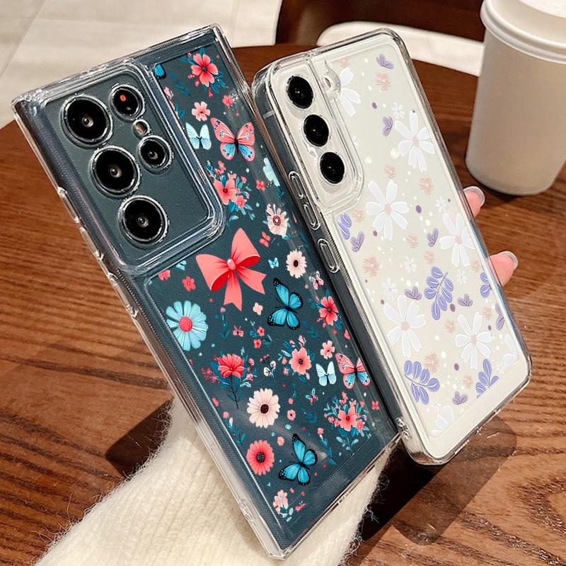 Butterfly Pattern Clear Case For Samsung Galaxy A56 A55 A54 5G A36 A35 A34 A26 A16 A15 S21 FE S22 S23 S24 Plus S25 Edge S25 Ultra Soft TPU Phone Cover