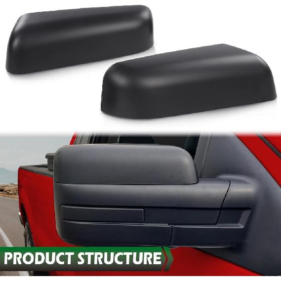 GRAND ORANGE 2 Peças Tampas de Espelho Retrovisor Compatíveis com Ford F150 2009-2014, 9L3Z17D743BAPTM, 9L3Z17D742BAPTM, Preto Primer Lado Esquerdo e Direito Espelho Retrovisor