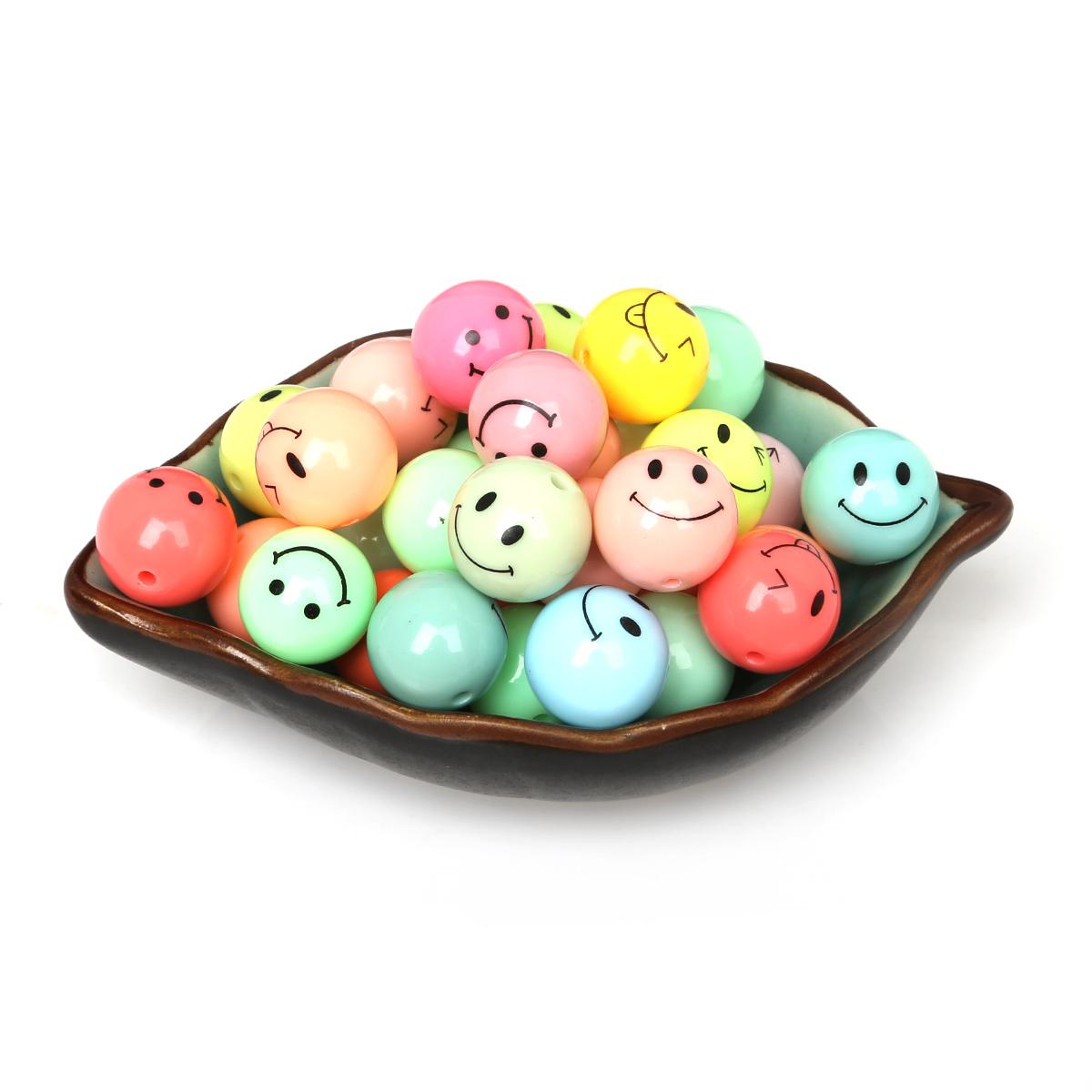 

12-18 мм акриловые круглые шариковые бусины со смайликом для изготовления ювелирных изделий DIY аксессуары 16mm 30pcs