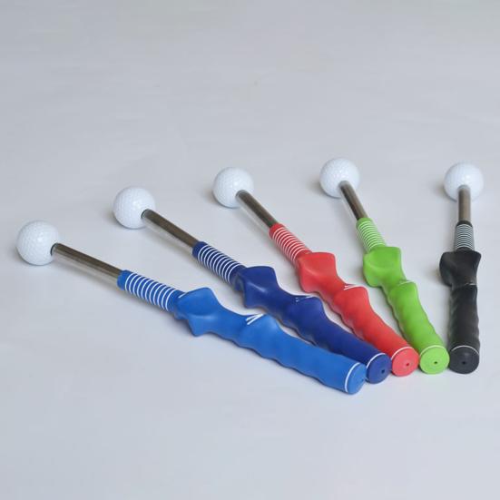 Golf Grip Swing Training Aid with Click Feedback Retractable Club Tempo Trainer for Warm-Up Indoor Practice Telescopic Short Club for Right Left
