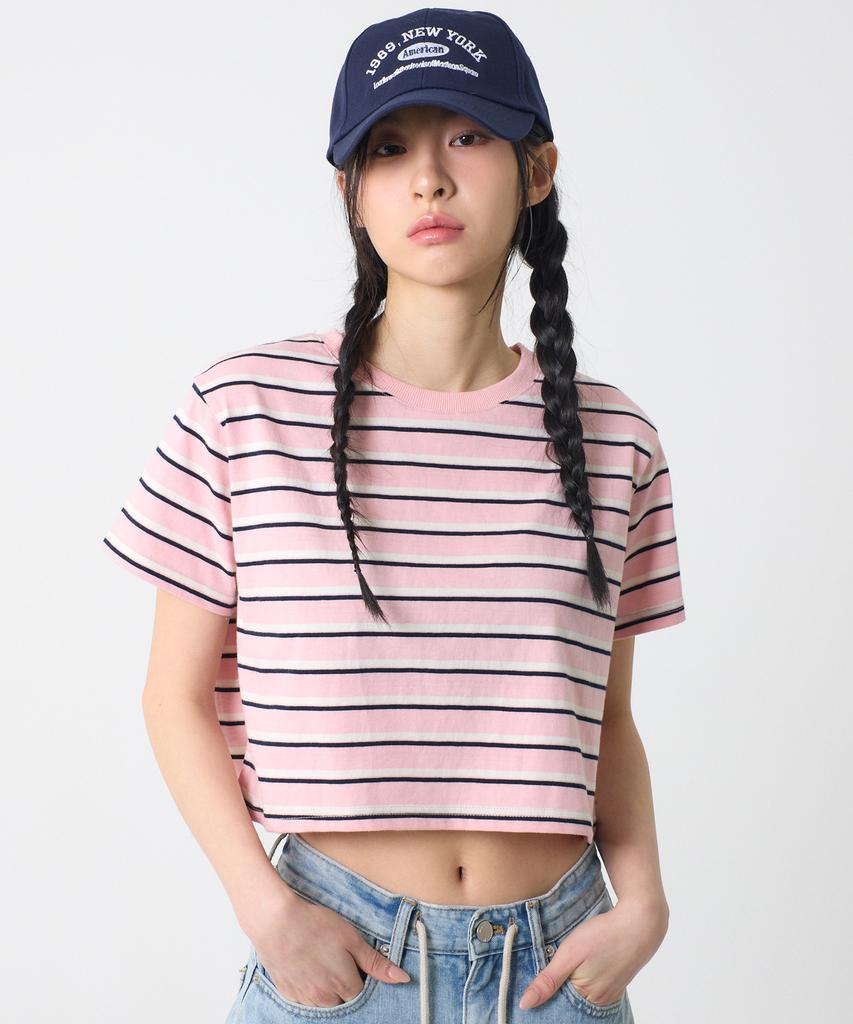 UNKNOWN PLANET Pink Striped Crop Top