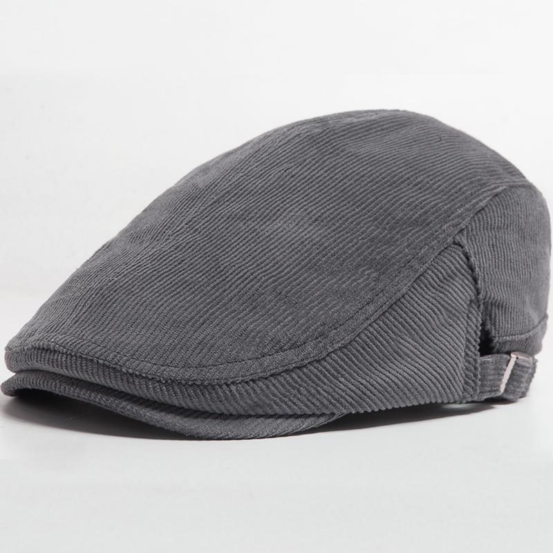 Men Fashion Corduroy Beret Spring Autumn Thick Warm Women's Flat Hat Vintage Casual Newsboy Cap Unisex Fashion Front Back Wear