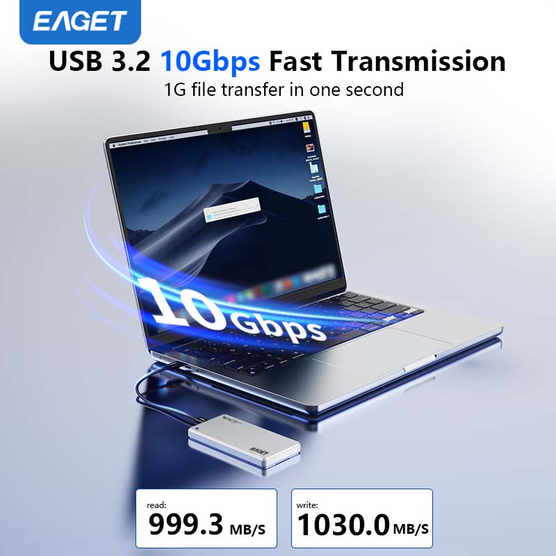 EAGET Ultra-thin SSD NVMe M.2 Adapter, USB 3.2 Gen 2 (10 Gbps) To NVMe PCI-E, Supports 2230/2242 Form Factor SSDs (No SSD Included)