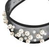 Widened Curved Hair Hoop, Breathable Mesh Base Headband with Imitation Pearls Decor, Anti-Slip Hemming Face Shaping Hair Accessory