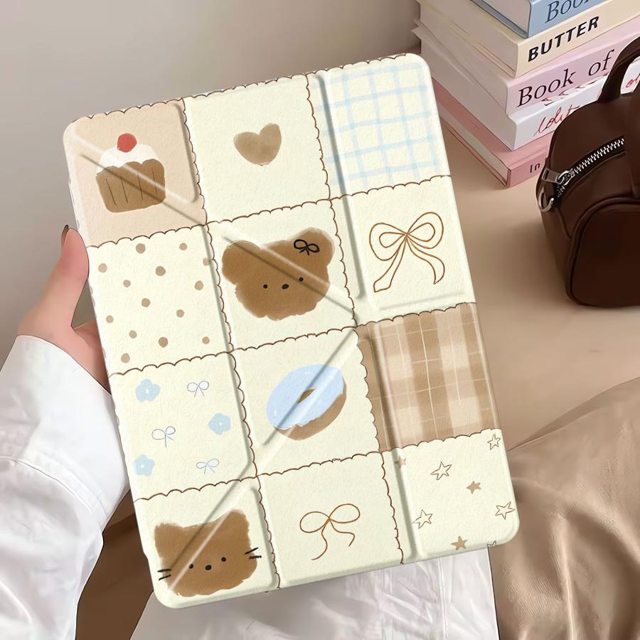 Bear Pattern Holder Cover Tablet Case For iPad Pro 11th 10th 9th 8th 7th 12.9inch Air 4 5 M3 M2 1 2 M4 11inch Mini 6 7 Pro 2025