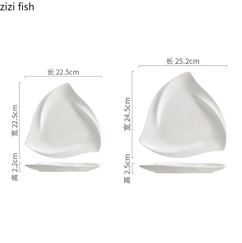 Unregelmäßiger dreieckiger Teller Keramik-Dessertteller Sushi-Teller Salatteller Serviceteller Molekularküche Spezialgeschirr