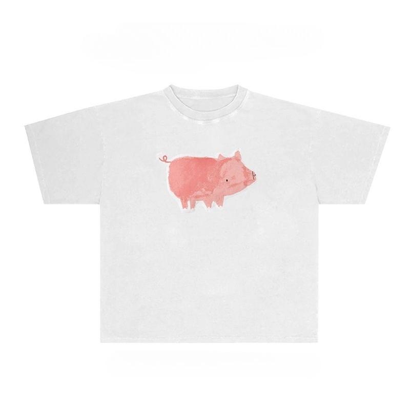

Pig Graphic Men s and Women s Cotton T-shirt Tee Casuai Short Sleeve Crewneck Top Fashion Streetwear Autumn Shirt Kawaii 4XL