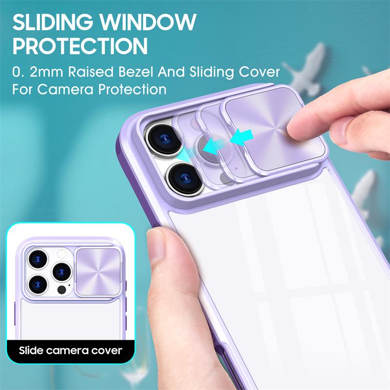 Transparente Schiebe-iPhone-Hülle für Modelle 11-17 Pro Max