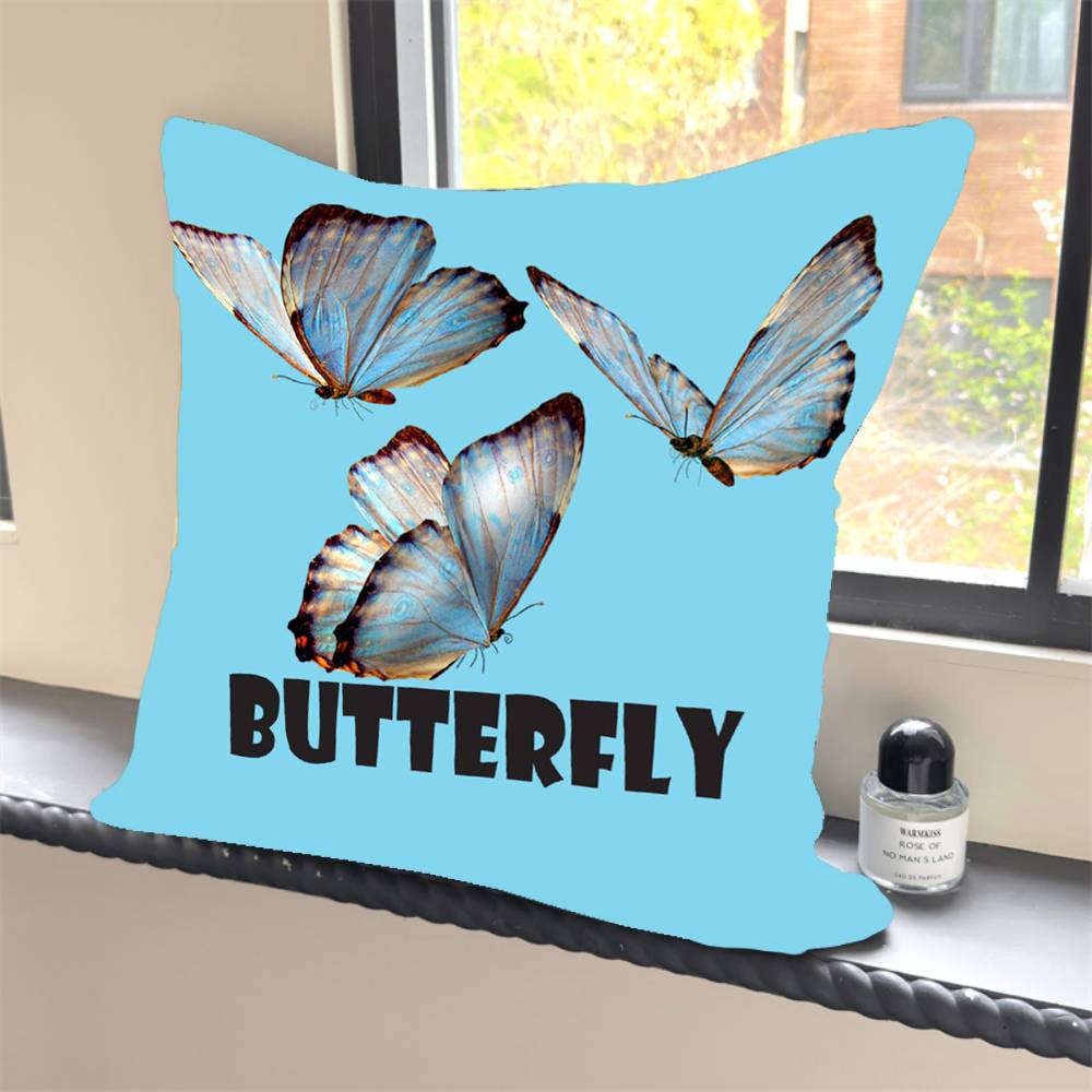 1PC Luxury Pink Cute Butterfly Pillow Case Square  Bedroom Sofa Leisure Comfort Cushion Car Home Decoration Pillowcase 40x40