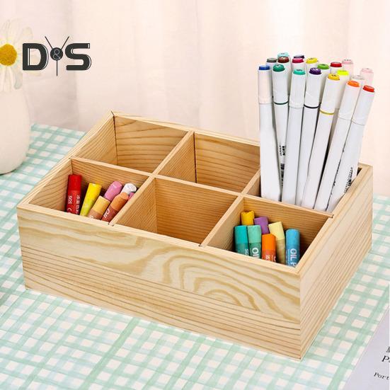 Aufbewahrungskoffer für Pinsel, glatte Kanten, gratfrei, großes Fassungsvermögen, mehrere Fächer, rechteckige Aufbewahrungsbox aus Holz