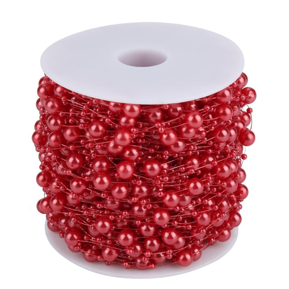 60m Roll Pearl Wire Beads 3mm+8mm Plastic Beads Pearl Bead String Pearl Garland String DIY Wedding Decoration