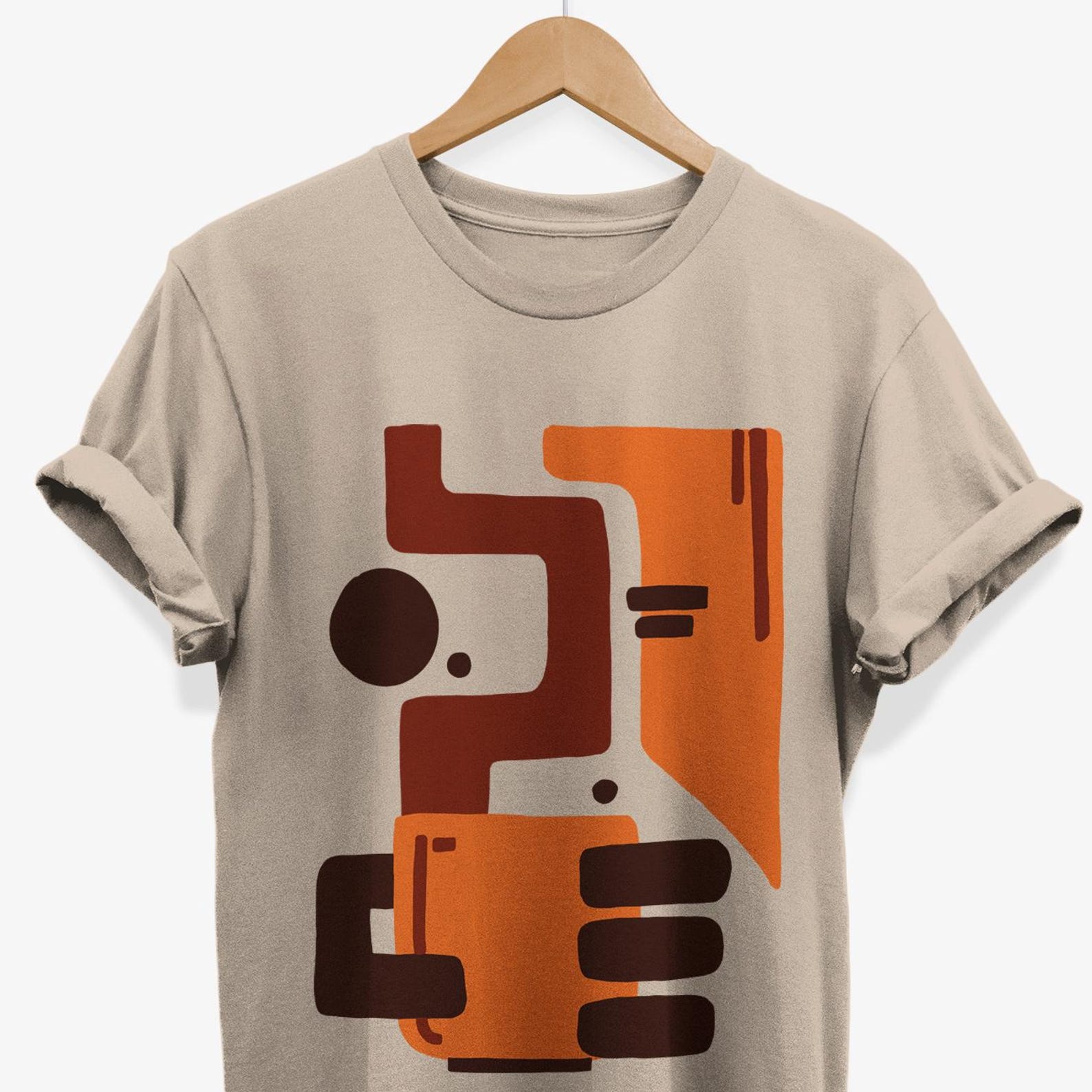 Abstract Coffee Cup T-shirt: Minimalist Geometric Art Graphic Tee 3XL