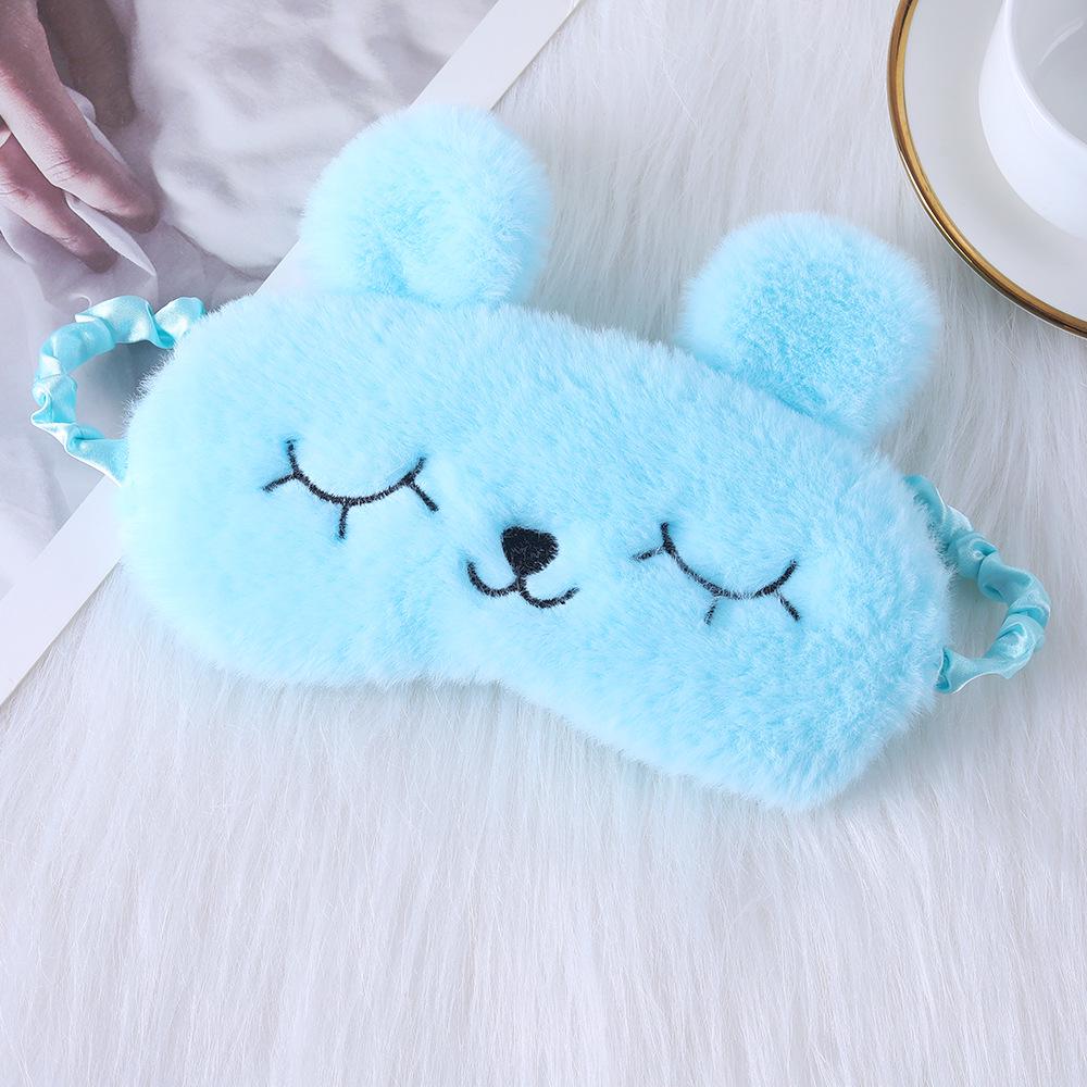 Unicorn Ears Plush Eye Mask with Embroidered Rabbit Design for Sleep Shading