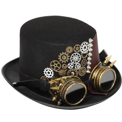 Metal Hat Dinner Hat Steampunk Top Hat Gear Goggles Accessories Gothic Hat Belt Men's Cowboy Hat Rivet Cap Goggles Cowl Rivet Cap