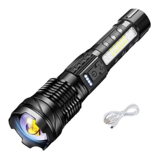Super Bright Flashlight, Outdoor Waterproof Flashlight, Type-C Rechargeable Flashlight, Multifunctional Torch with Power Display, Zoomable Tactical