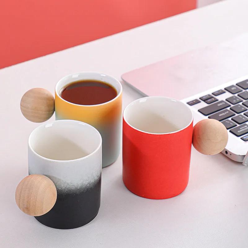 Creative Wooden Handle Mug Cups Unusual Tea Cup of Coffee Personalized Gift Cute and Different Cups Original Mugs Free Shipping