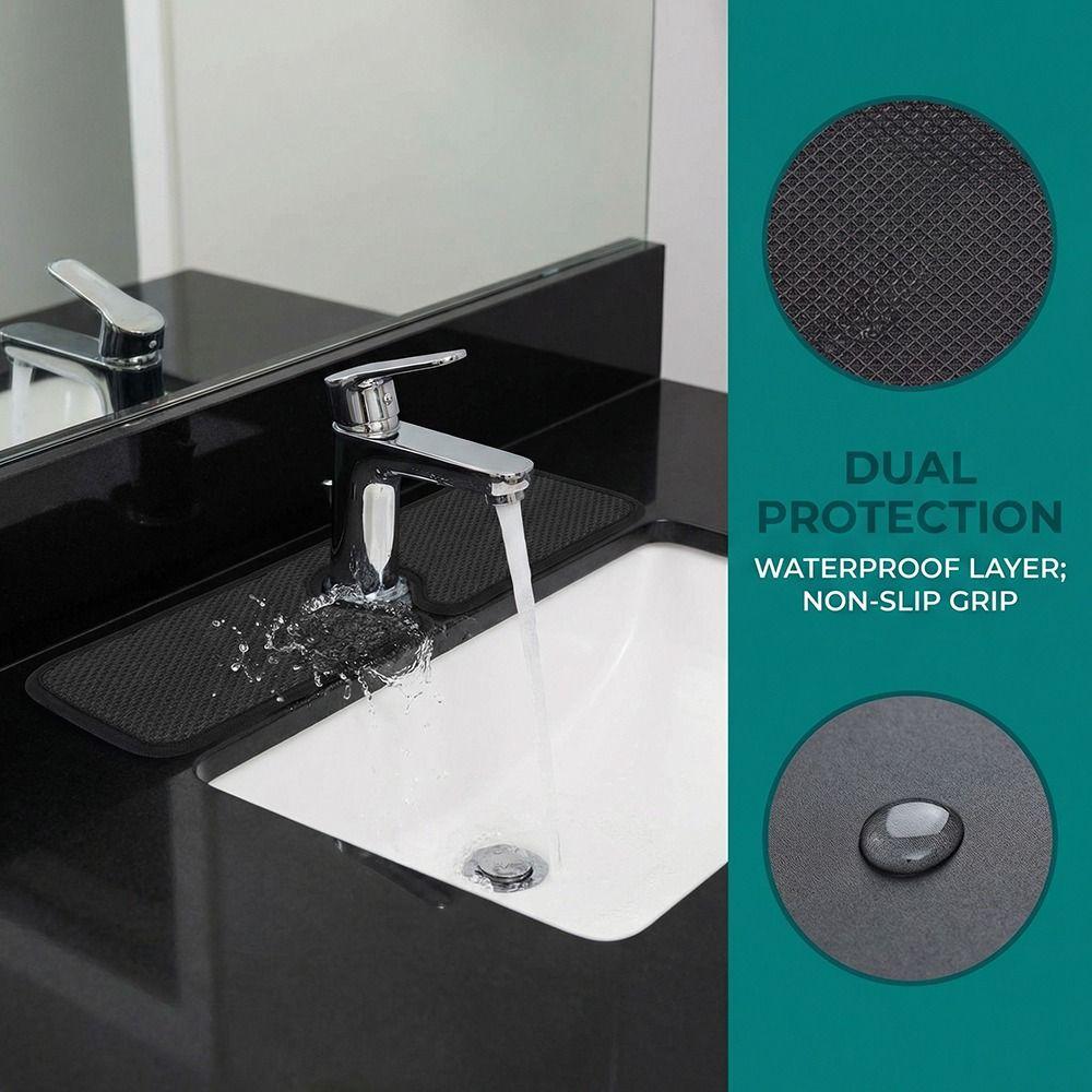 Wraparound Design Faucet Splash Catcher Microfiber Sink Splash Guard Faucet Catcher  Bathroom Use