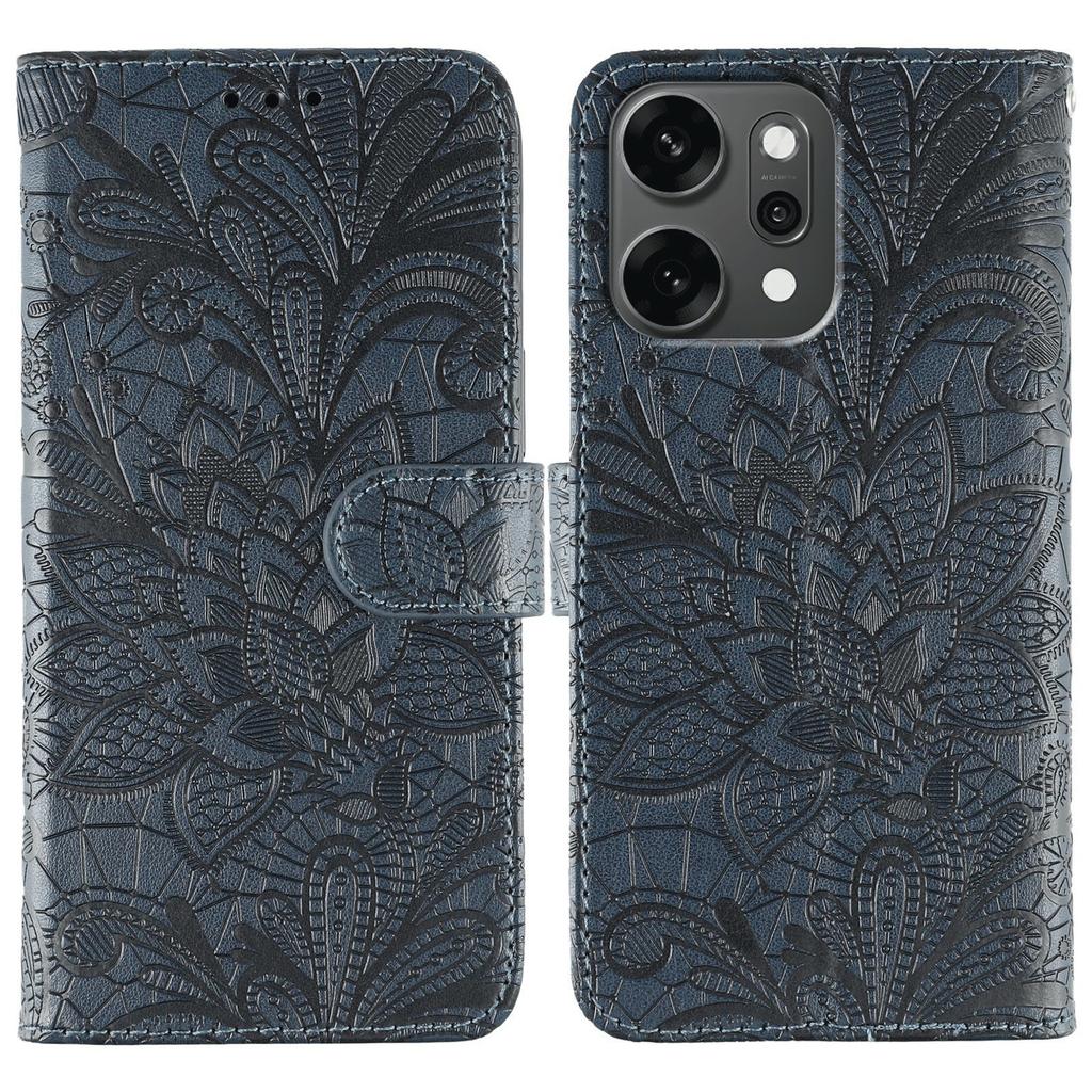 For Oppo Reno14 Pro 5G (Global) Case Lace Flowers PU Leather Flip Wallet Phone Cover