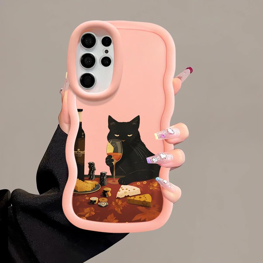 Slightly Drunk Cat Soft Phone Cover Case for Samsung Galaxy S23 Plus S24 S25 S21 A25 A26 S20 FE S22 Ultra A55 A24 A36 A54 A34