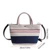 Blue White Striped Stripe Canvas Bag Large Capacity Lunch Bag Portable Weave Handbag  Outdoor