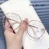 Women Metal Frame Anti-blue Light Oval Glasses Frame Radiation Eye Protection Goggle Schoolgirl's Online Class Glasses Frame Interchangeable Lens