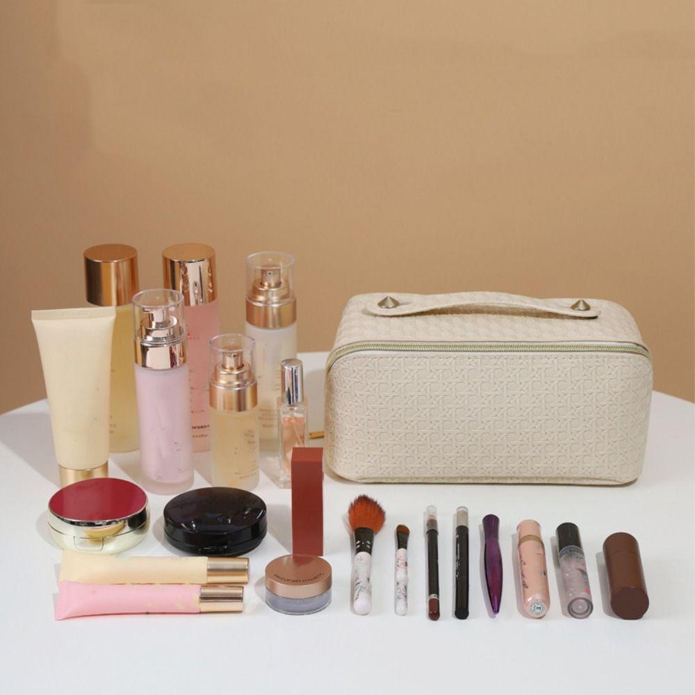 Large Capacity Cosmetic Bags Pu Leather Ladies Storage Bag Travel Makeup Case  Toiletry Bag