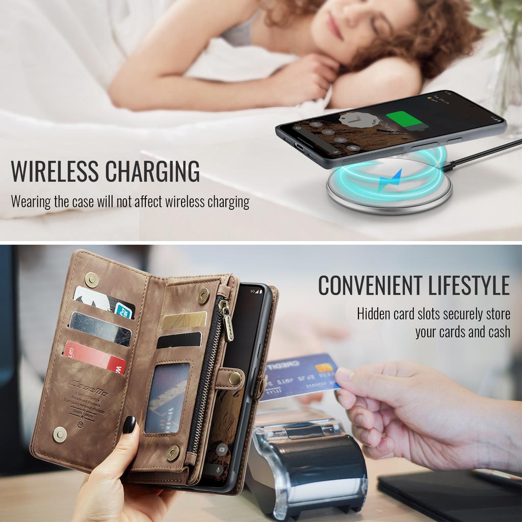Detachable Magnetic Leather Phone Case for Google Pixel 10 Pro XL Pixel9 9A Wireless Charging Card Slot Wallet Hand Strap Cover