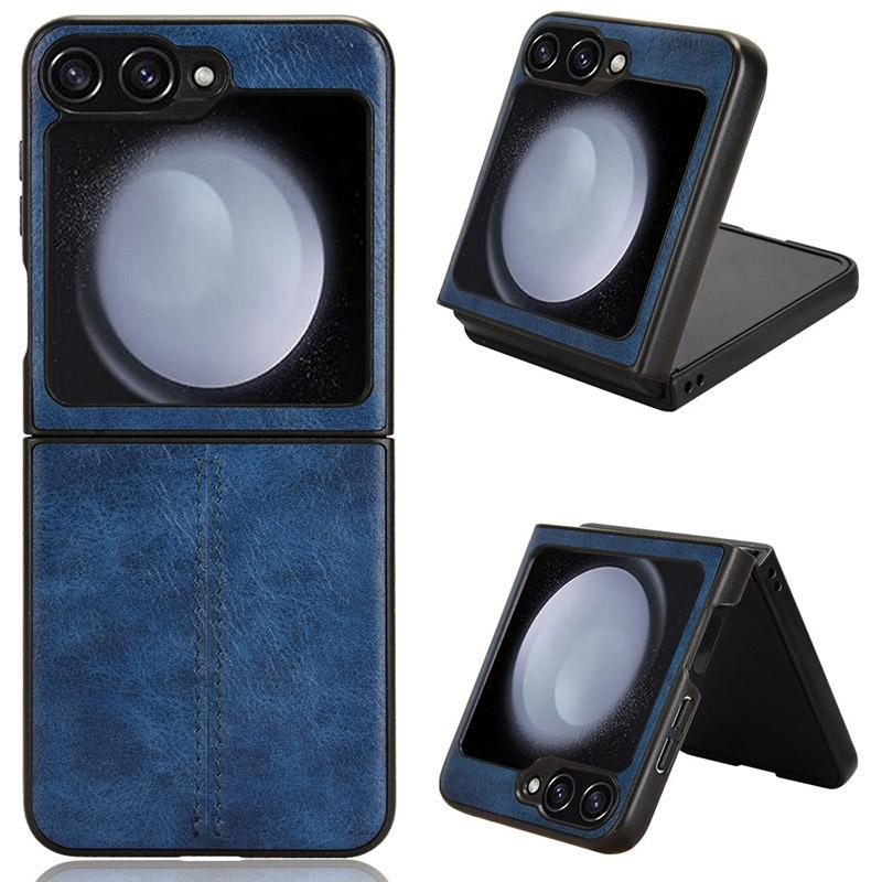 Für Samsung Galaxy Z Flip6 5G Hülle Steppnähte Rindsleder Textur Leder Rückseite Handyhülle