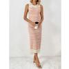 Spring/Summer New Slim Intercolored Women's Knitwear Striped Long Skirt Fashion Dress